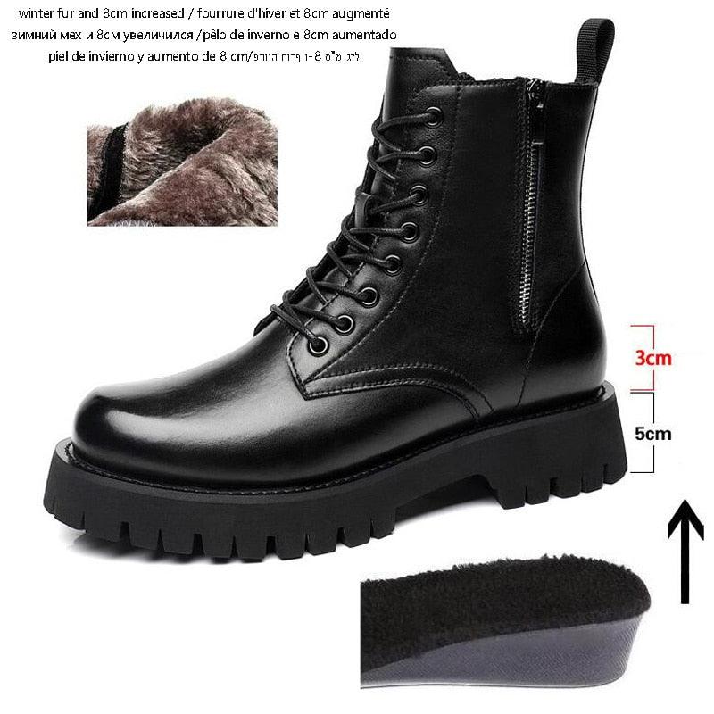 Platform Boot Height Increasing High Men Leather Heel Shoe