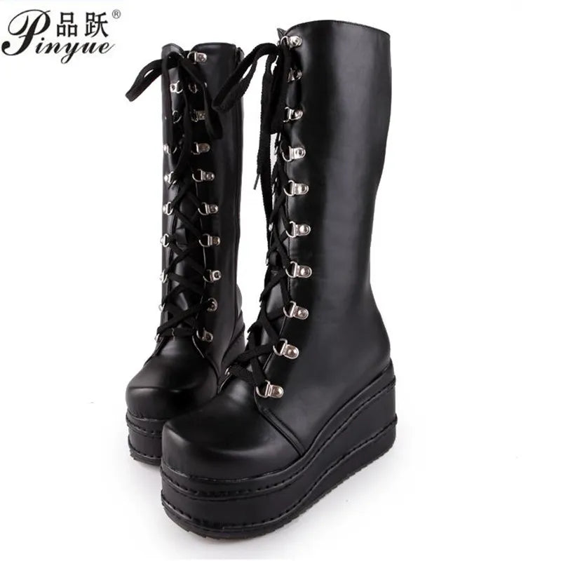 Platform Winter Wedge High Heel Knee High Boots