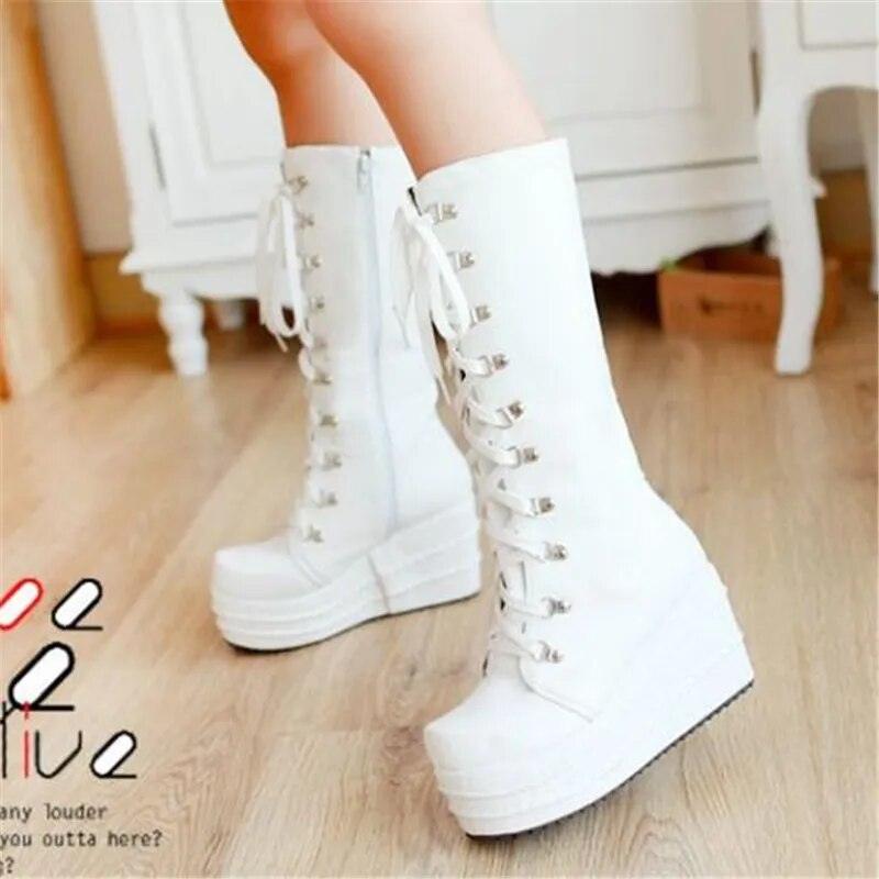 Platform Winter Wedge High Heel Knee High Boots