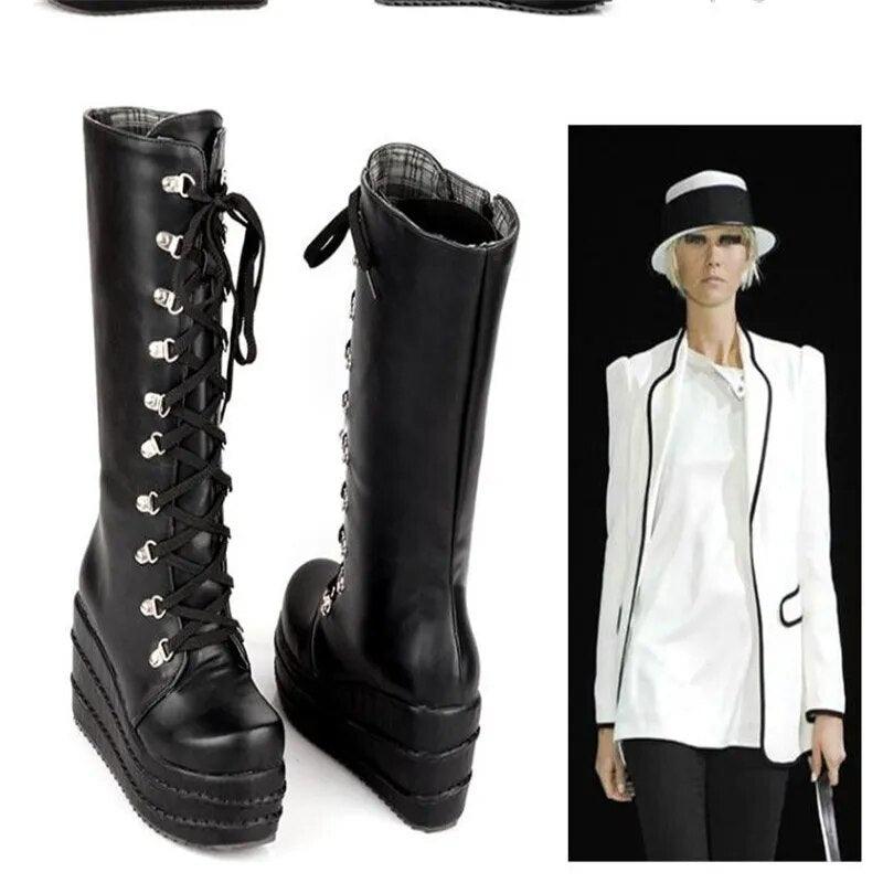 Platform Winter Wedge High Heel Knee High Boots