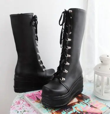 Platform Winter Wedge High Heel Knee High Boots