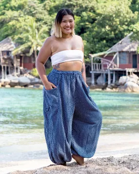 Plus Size Women's Ribbed Cotton Pants in Navy