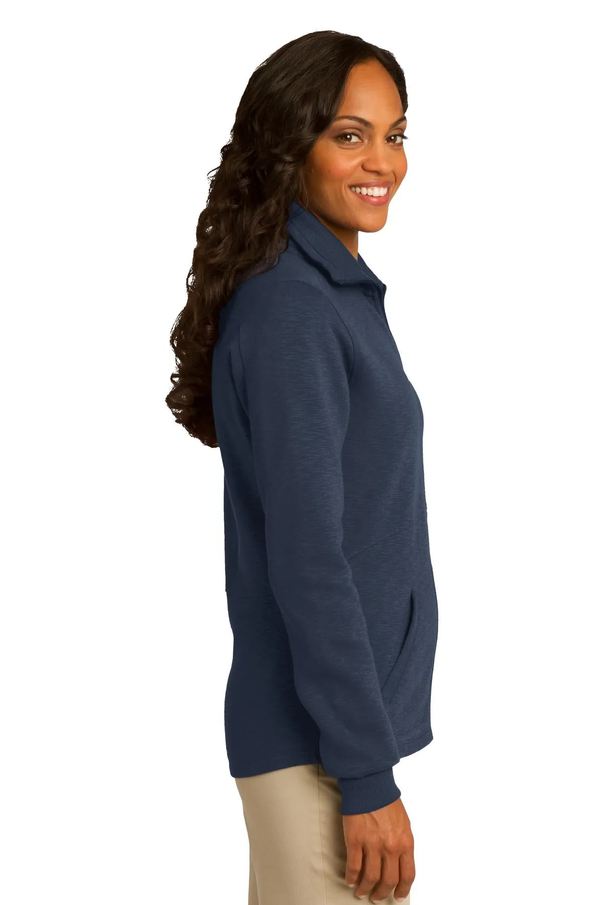 Port Authority Ladies Slub Fleece Full-Zip Jacket L293 Navy