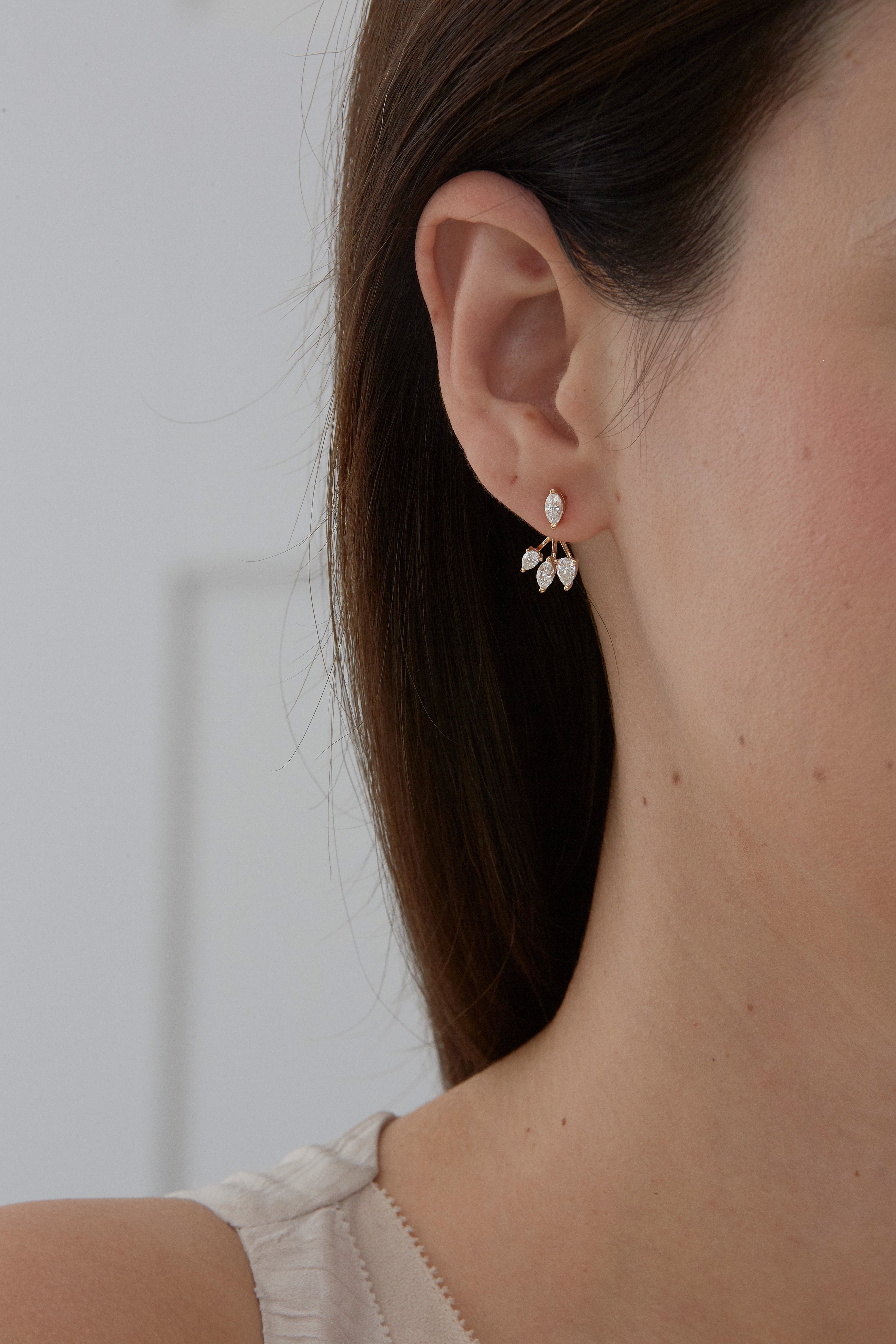 Purity Four Diamond Ear Jacket Earrings