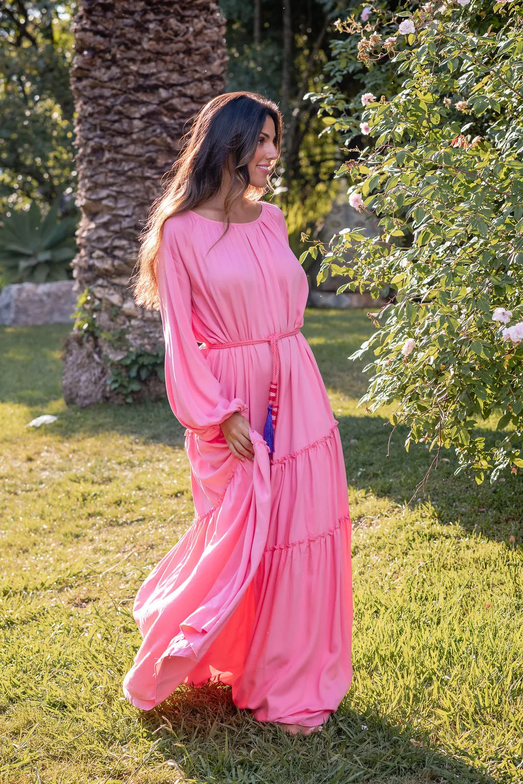 RAGLAN LONG DRESS - PINK