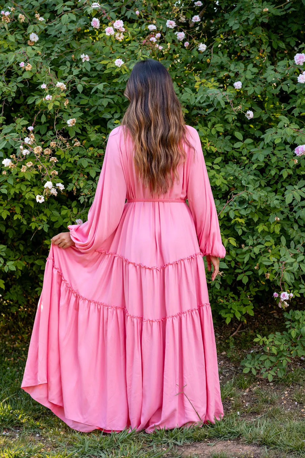 RAGLAN LONG DRESS - PINK