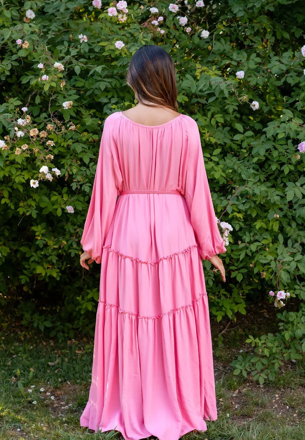 RAGLAN LONG DRESS - PINK