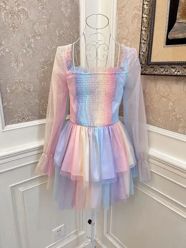 Rainbow long sleeve dress