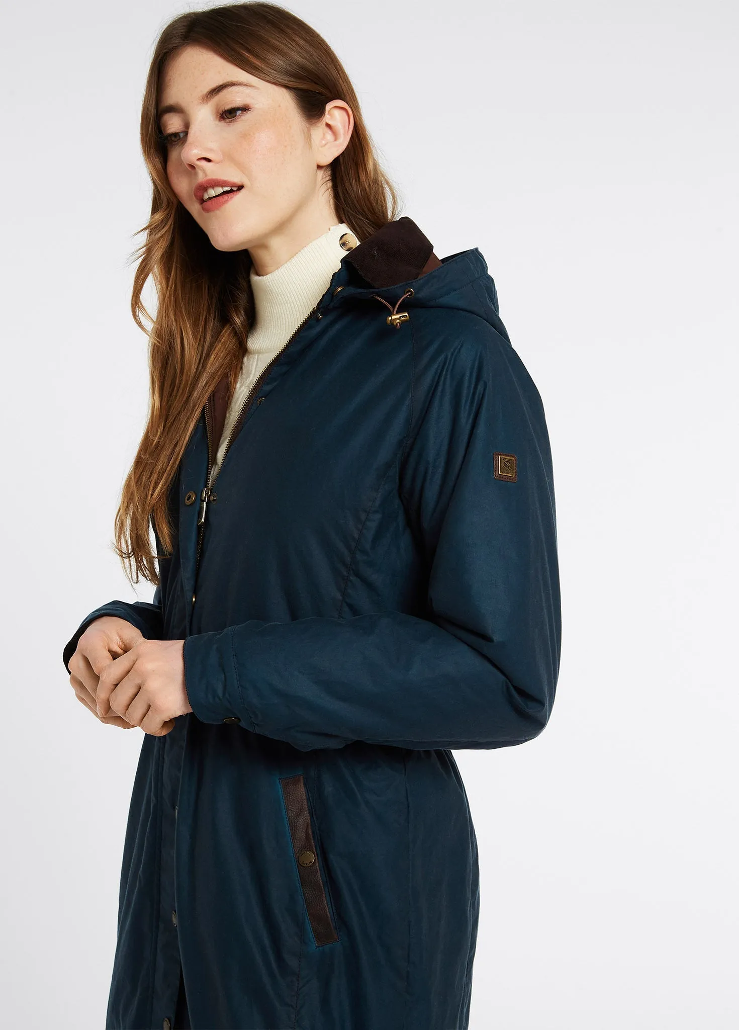 Redington Ladies Long Wax Coat - Storm Blue