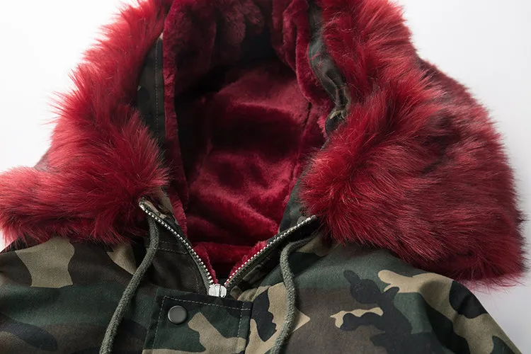 REDxFur Parka Coat with Fur