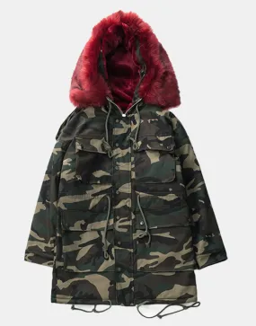 REDxFur Parka Coat with Fur