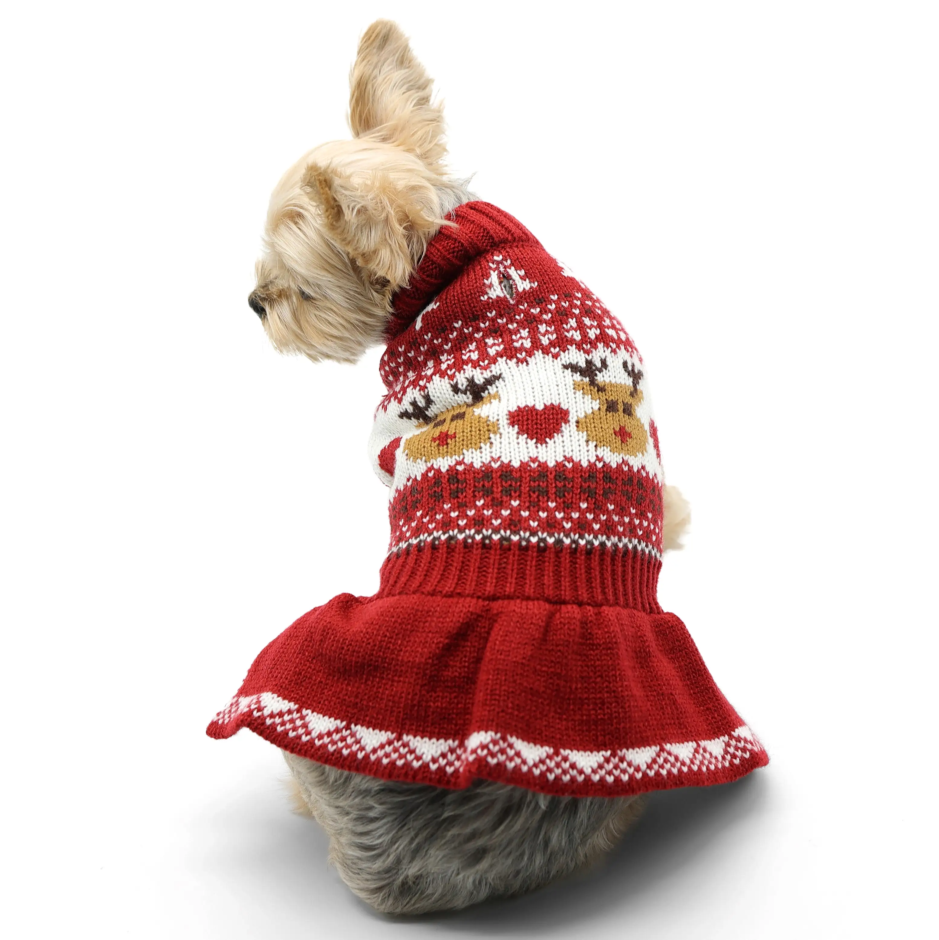 Reindeer Fair Isle Dog Sweater Dress