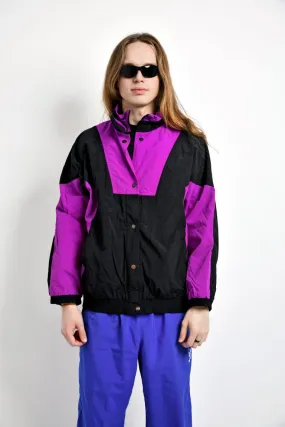 Retro 1980s windbreaker black