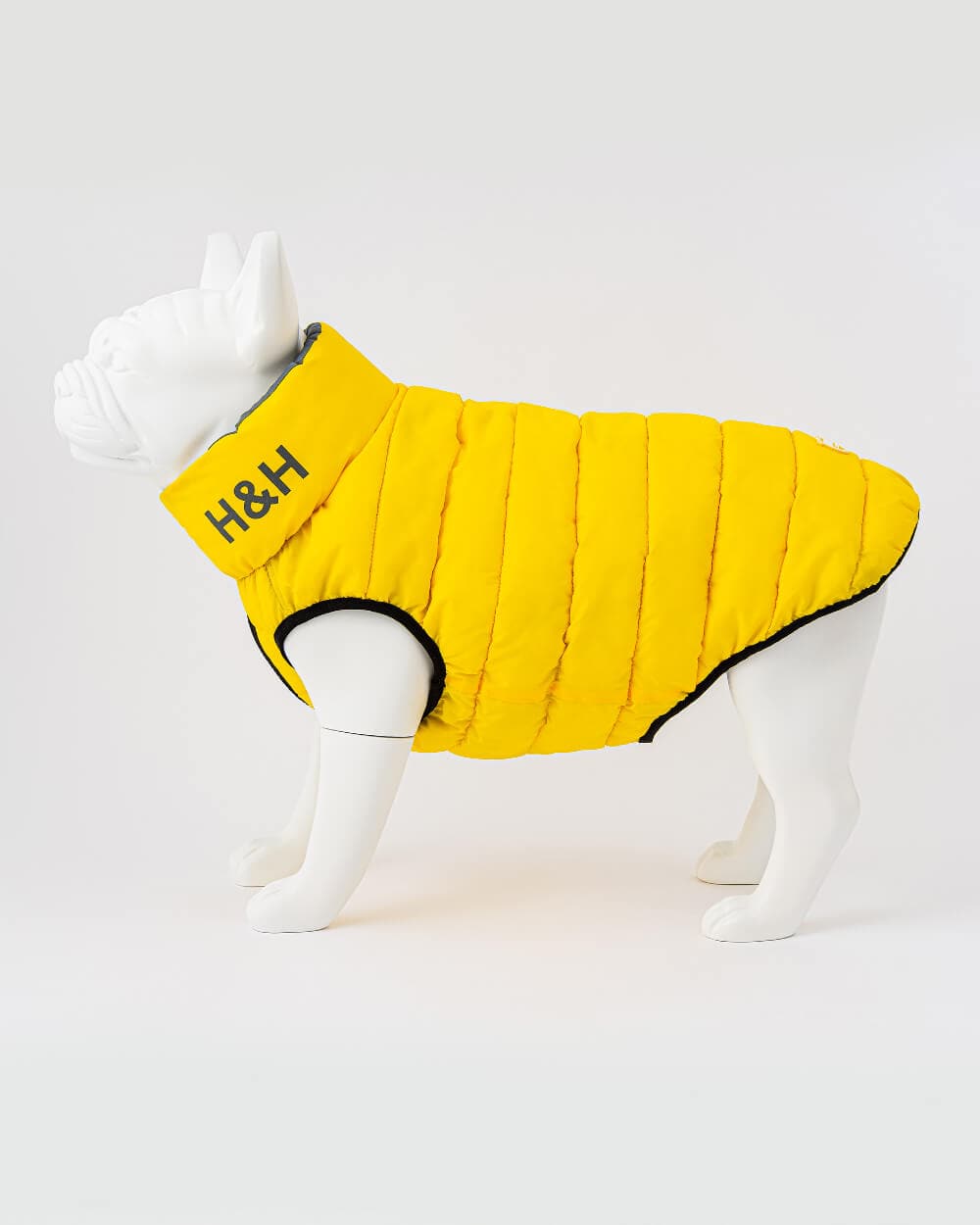 Reversible Dog Puffer Jacket - Yellow and Grey