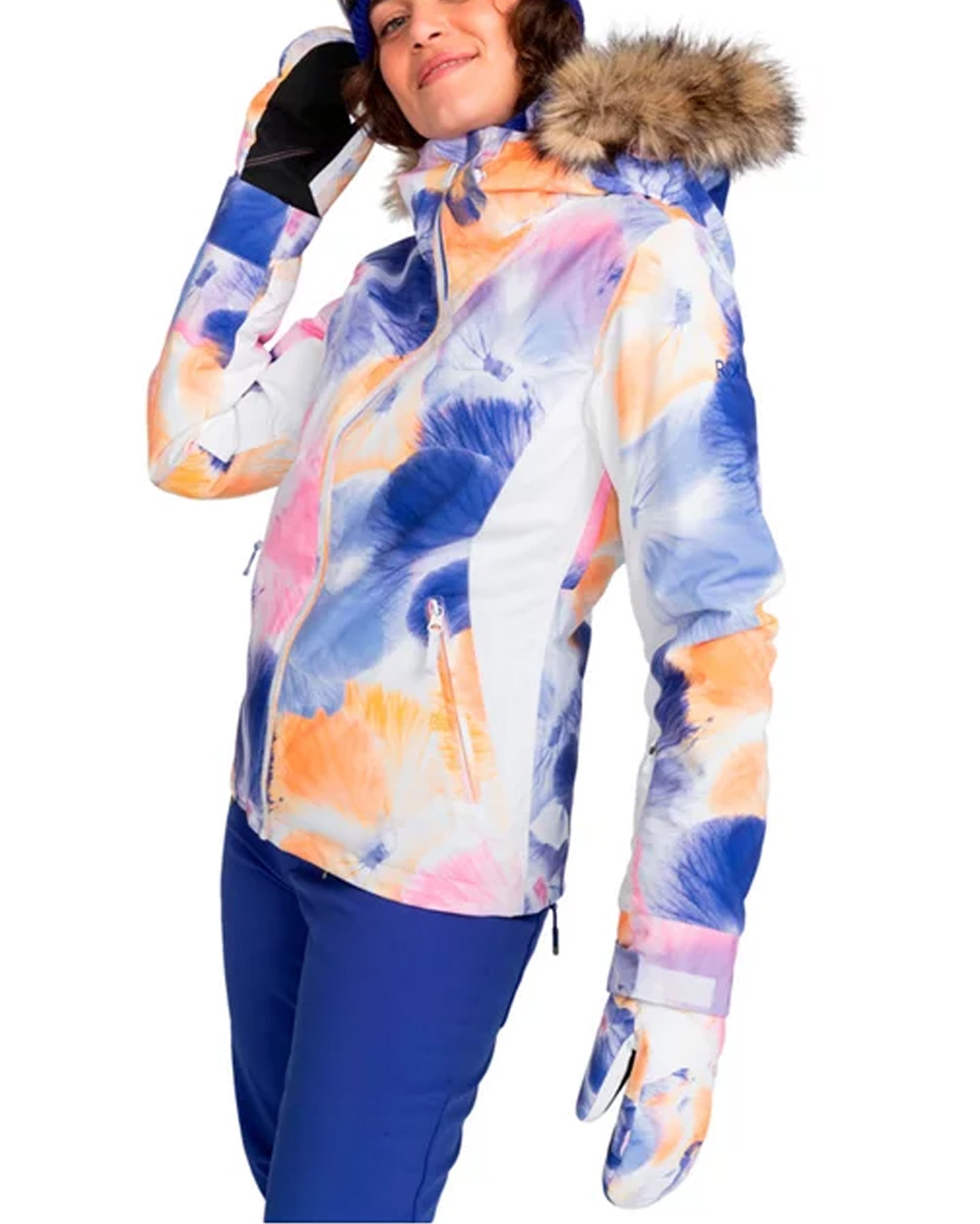 Roxy Women's Jet Ski Technical Snow Jacket - Bright White / Pansy Pansy