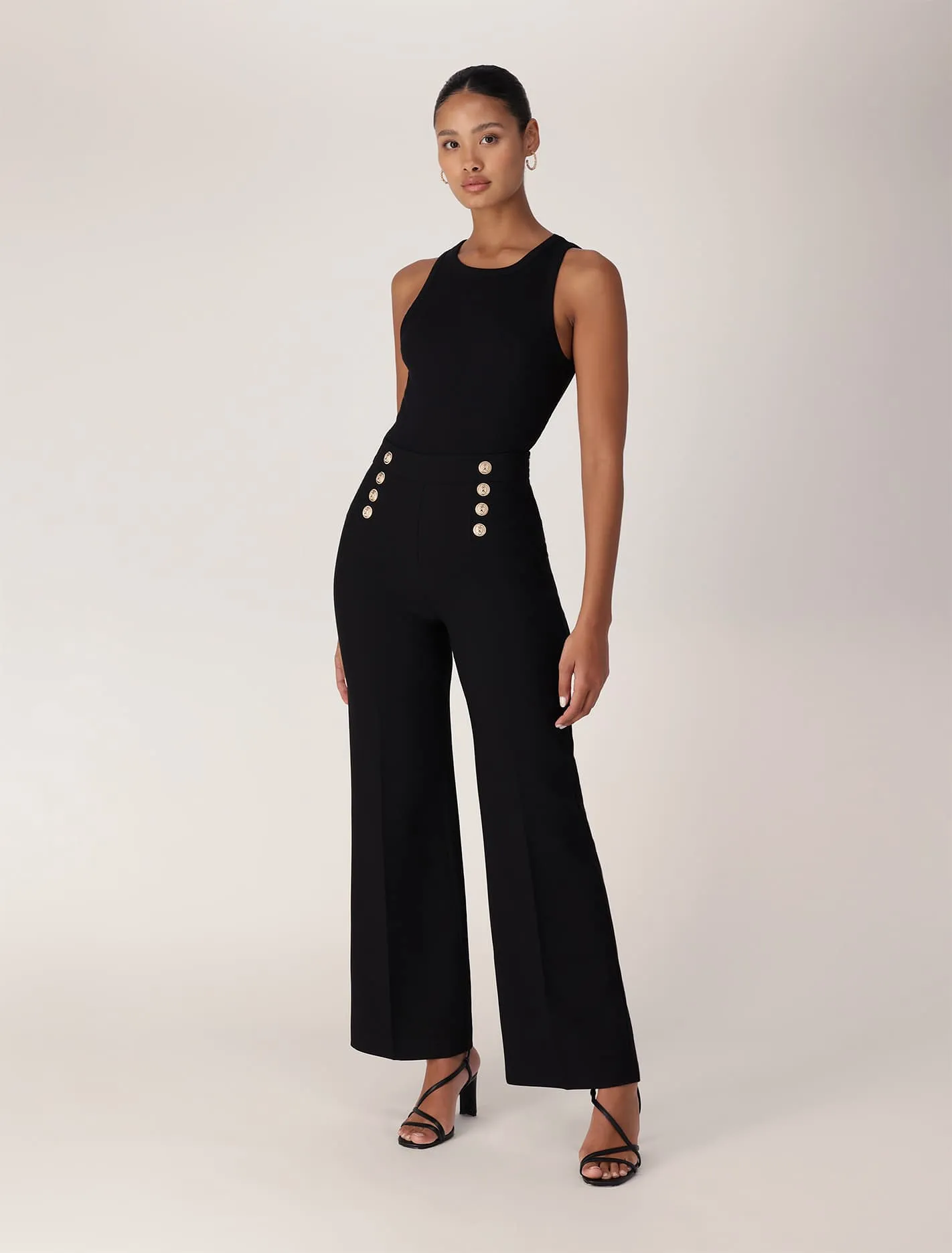 Sara Button Up Slim Flare Pants