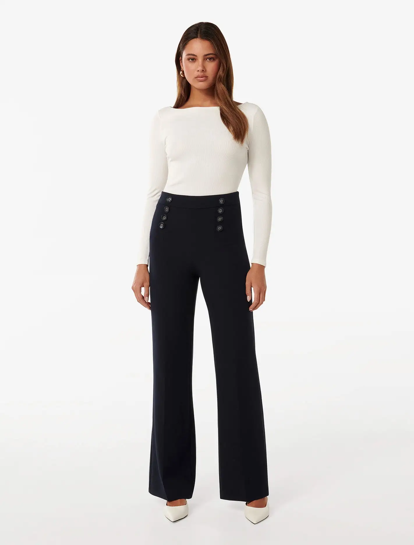 Sara Button Wide Leg Pants