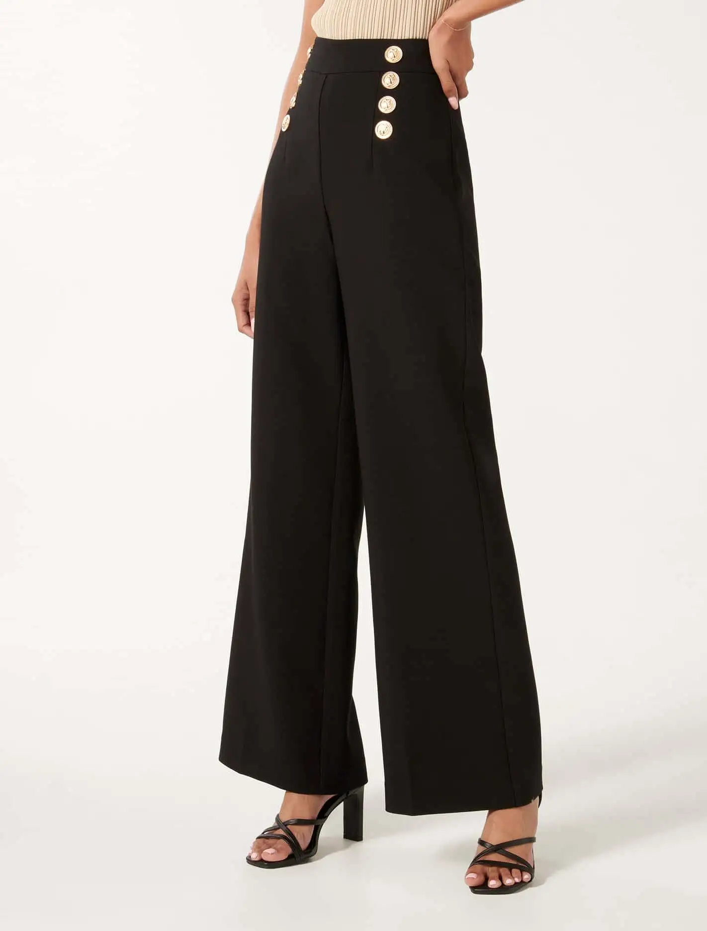 Sara Petite Button Up Slim Flare Pants