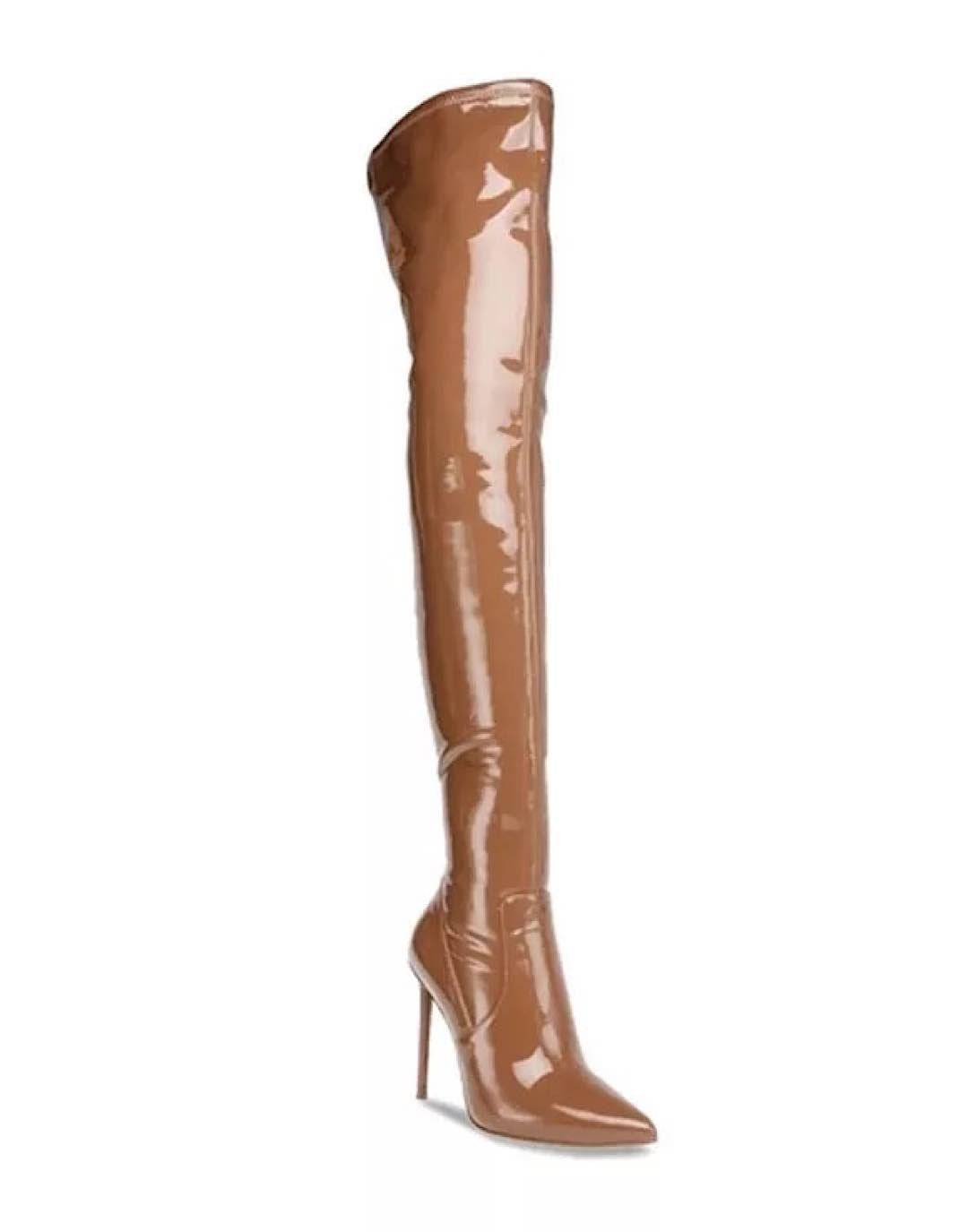 Shiny PU Leather Above The Knee Boots