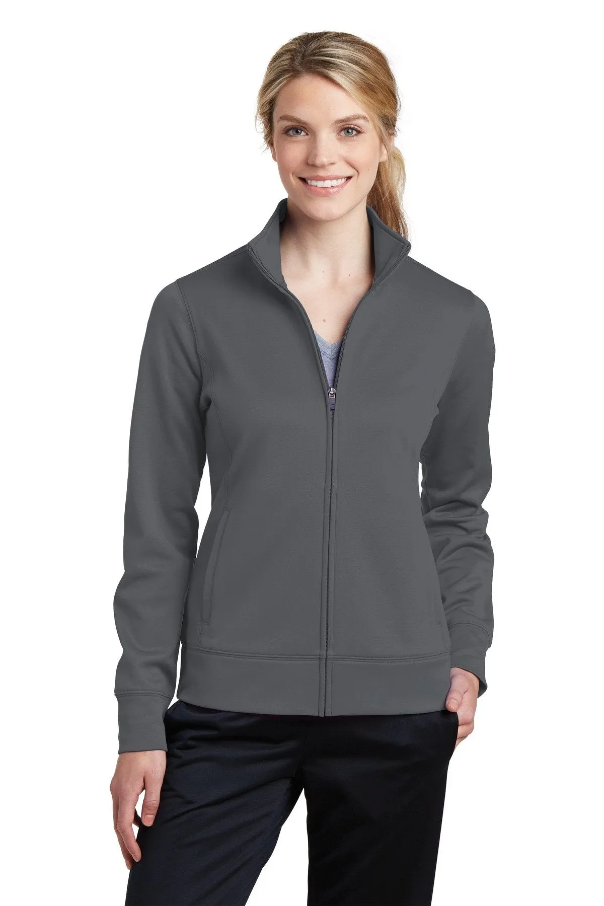 Sport-Tek Ladies Sport-Wick Fleece Full-Zip Jacket LST241 Dark Smoke Grey