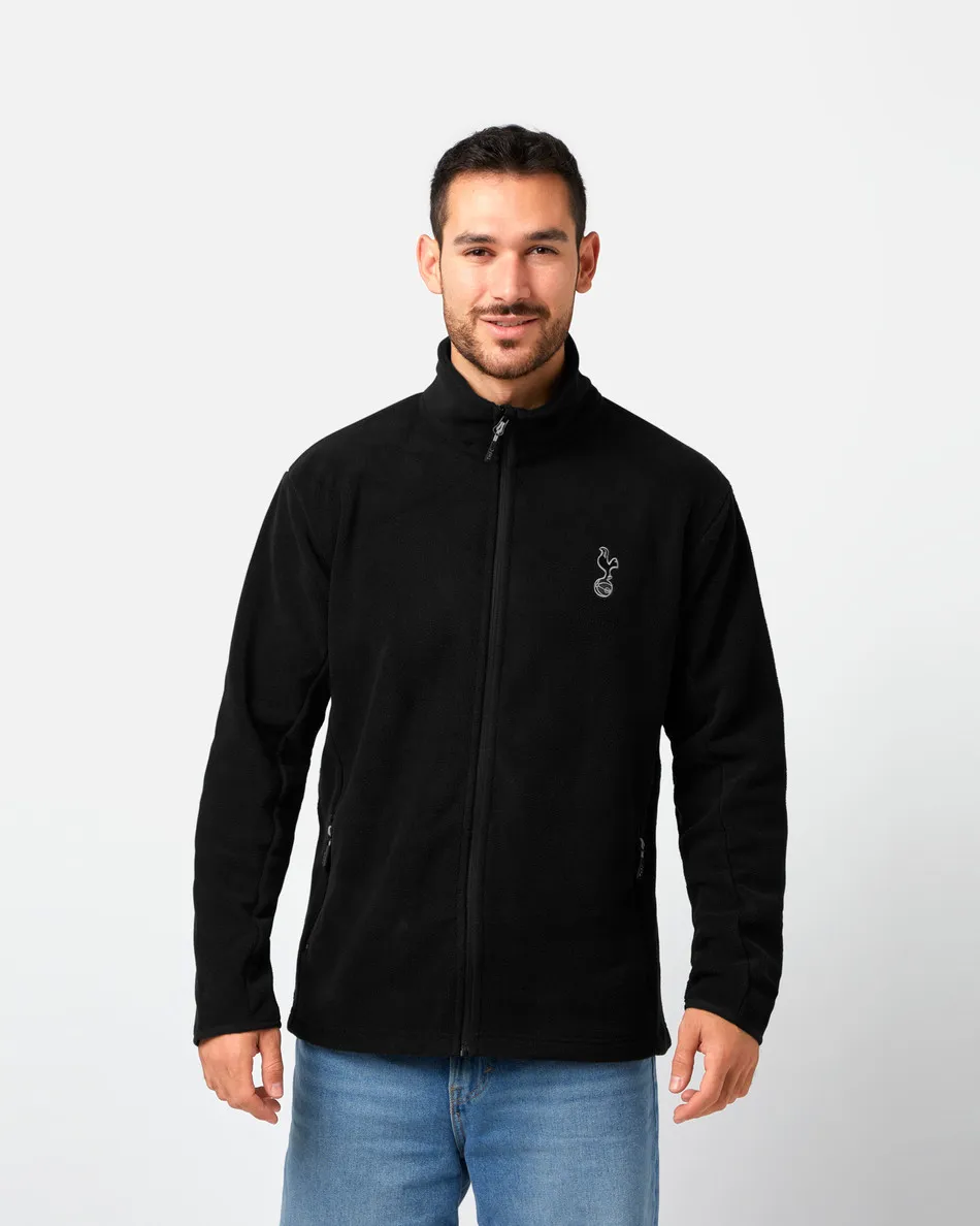 Spurs Mens Black Polar Fleece Zip Jacket