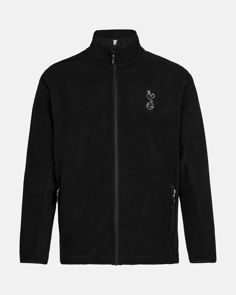 Spurs Mens Black Polar Fleece Zip Jacket