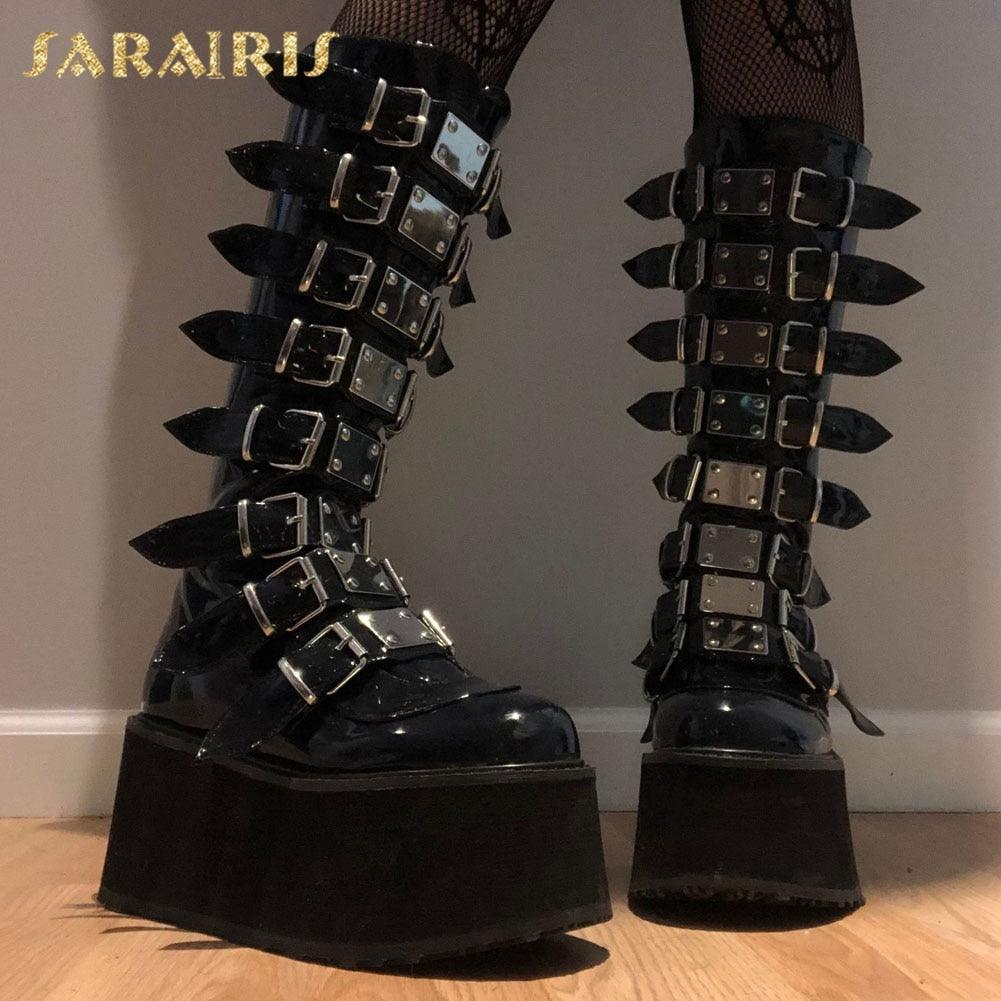 Step Up Your Alternative Fashion Game with Our Brand Designed Gothic Style Thick Platform Boots for Women