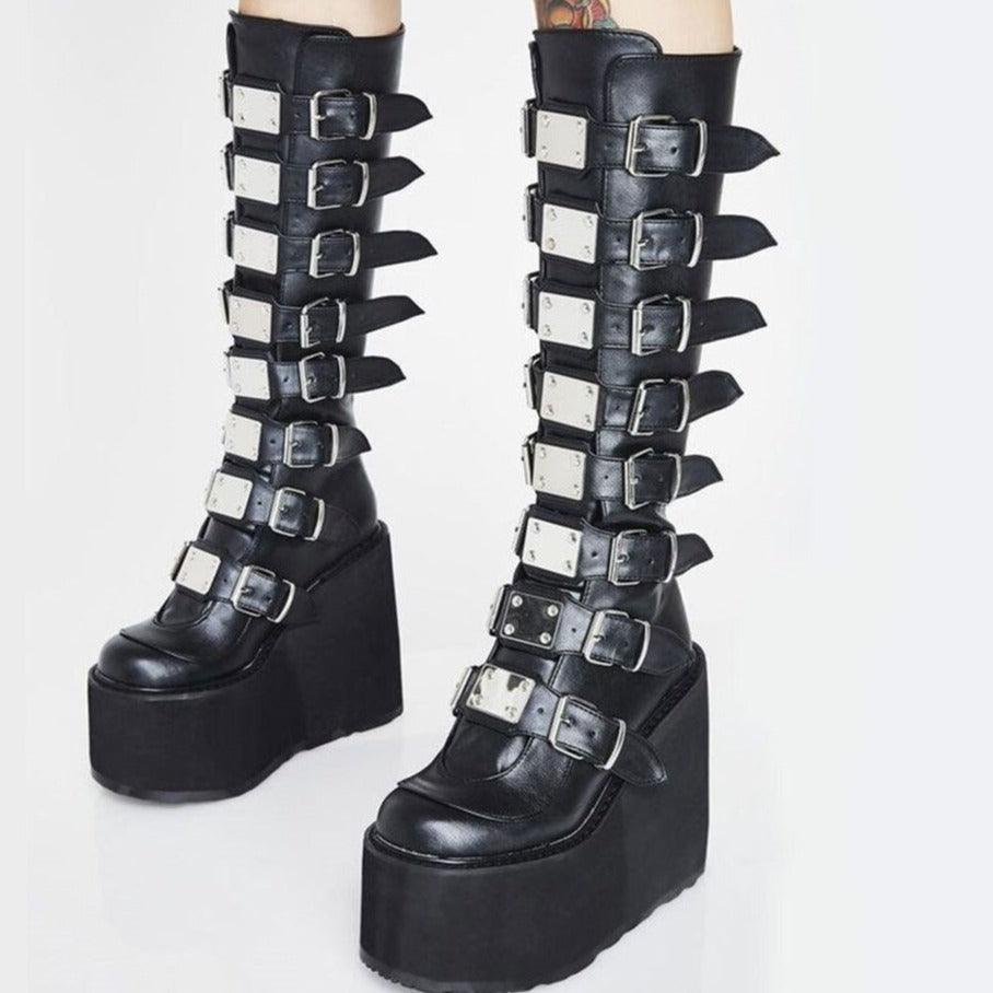 Step Up Your Alternative Fashion Game with Our Brand Designed Gothic Style Thick Platform Boots for Women