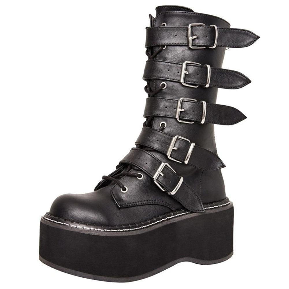 Step Up Your Alternative Fashion Game with Our Brand Designed Gothic Style Thick Platform Boots for Women