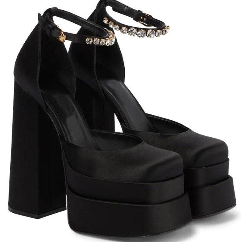 Step up Your Style with Women's Retro Chunky Heels Sandals Platform Pumps