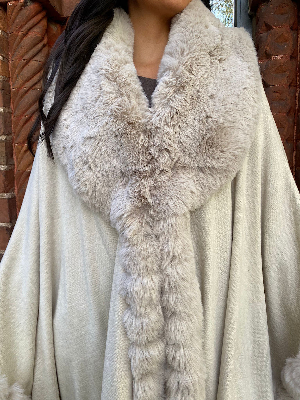 Stone Faux Fur Cape Freya