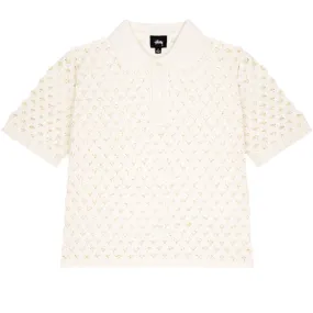 STSSY BIG MESH POLO SWEATER // IVORY