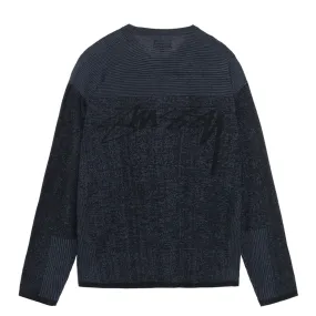 STSSY ENGINEERED PANEL SWEATER // NAVY