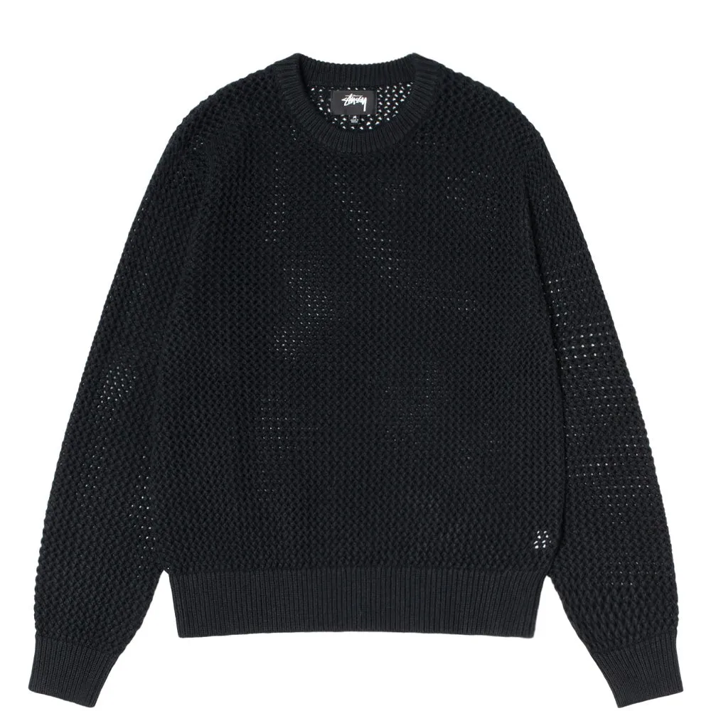 STSSY PIG. DYED LOOSE GAUGE SWEATER // SOLID BLACK