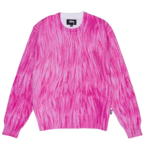 STSSY PRINTED FUR SWEATER // PINK