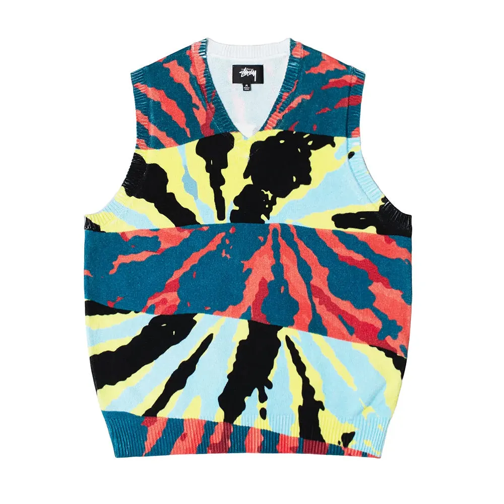 STSSY PRINTED SWEATER VEST // BLUE