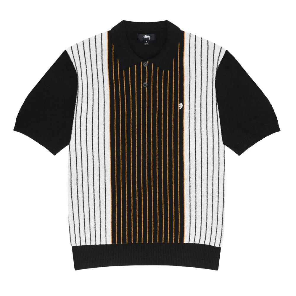 STSSY TEXTURED SS POLO SWEATER // BLACK STRIPE