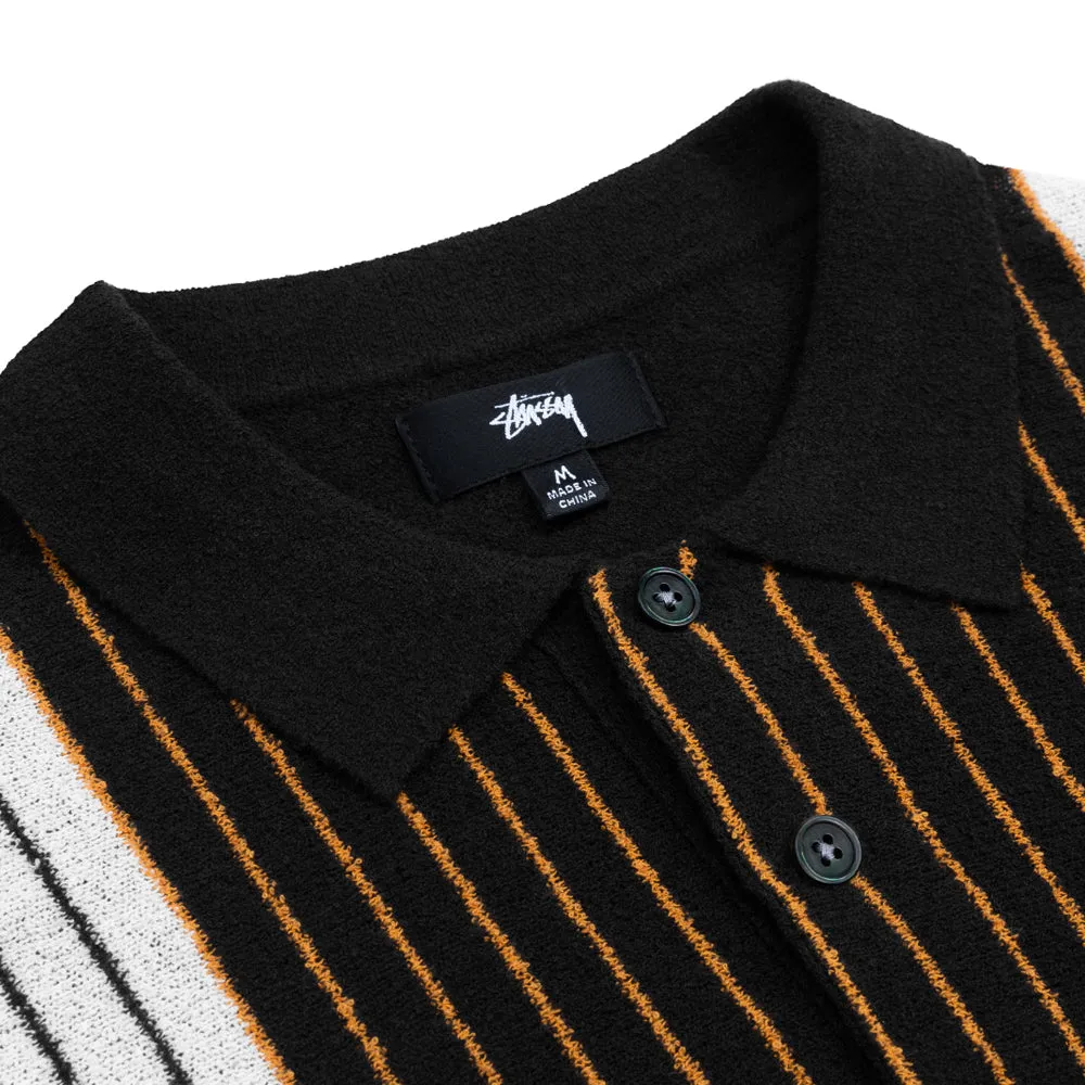 STSSY TEXTURED SS POLO SWEATER // BLACK STRIPE