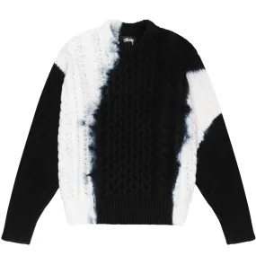 STSSY TIE DYE FISHERMAN SWEATER // BLACK