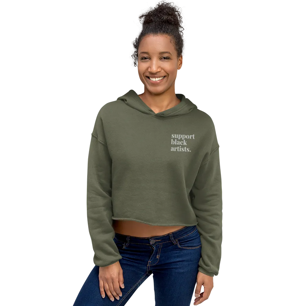 Support Black Artists Embroidered Cropped Hoodie