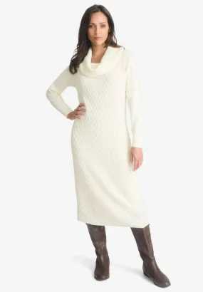 Textured Cowlneck Sweater Dress