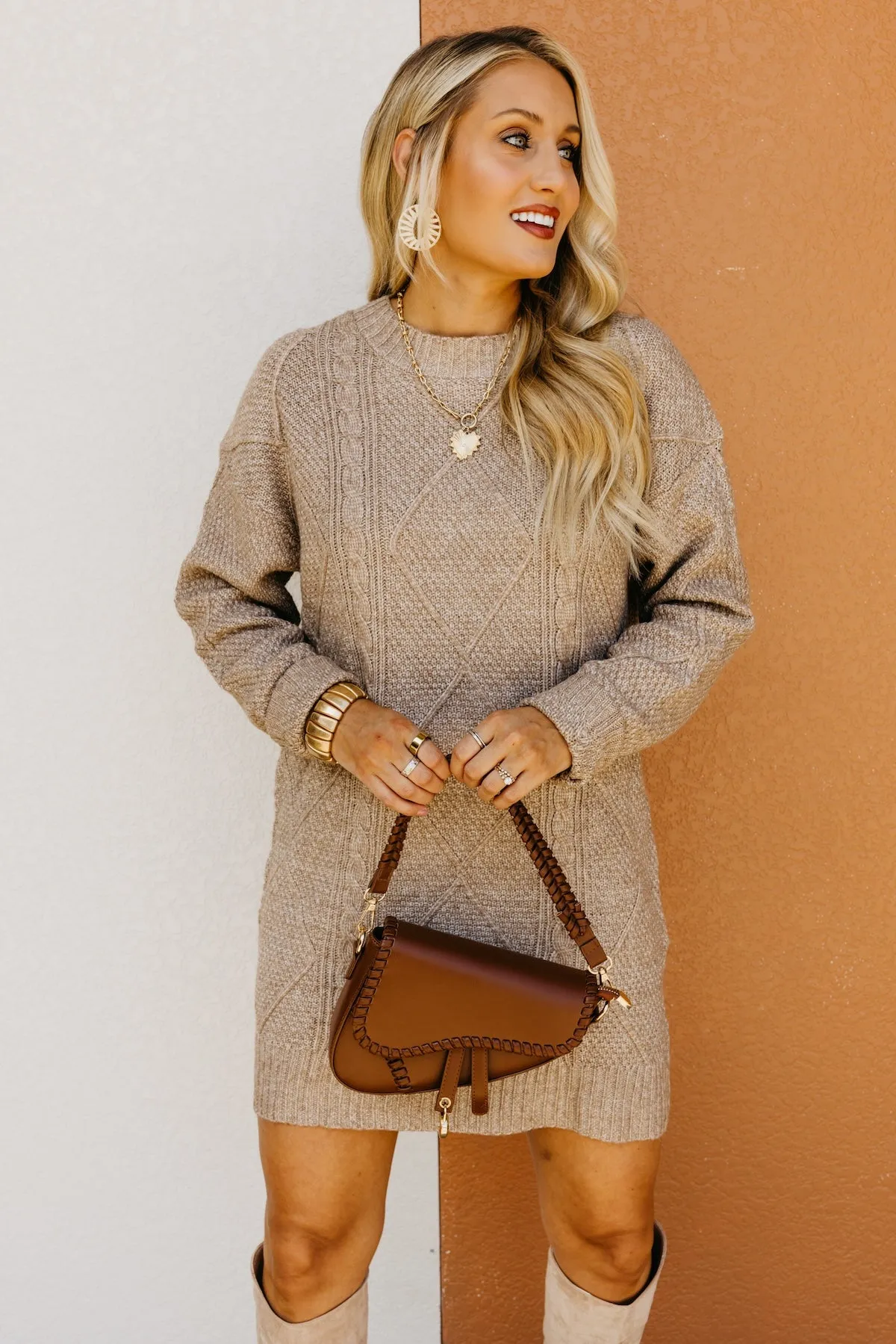 The Selene Cable Sweater Dress