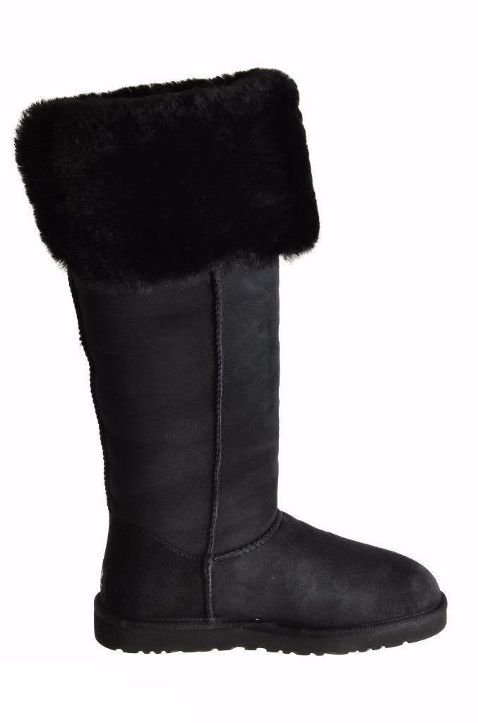 UGG Over The Knee Bailey Button Black Boots - Women's