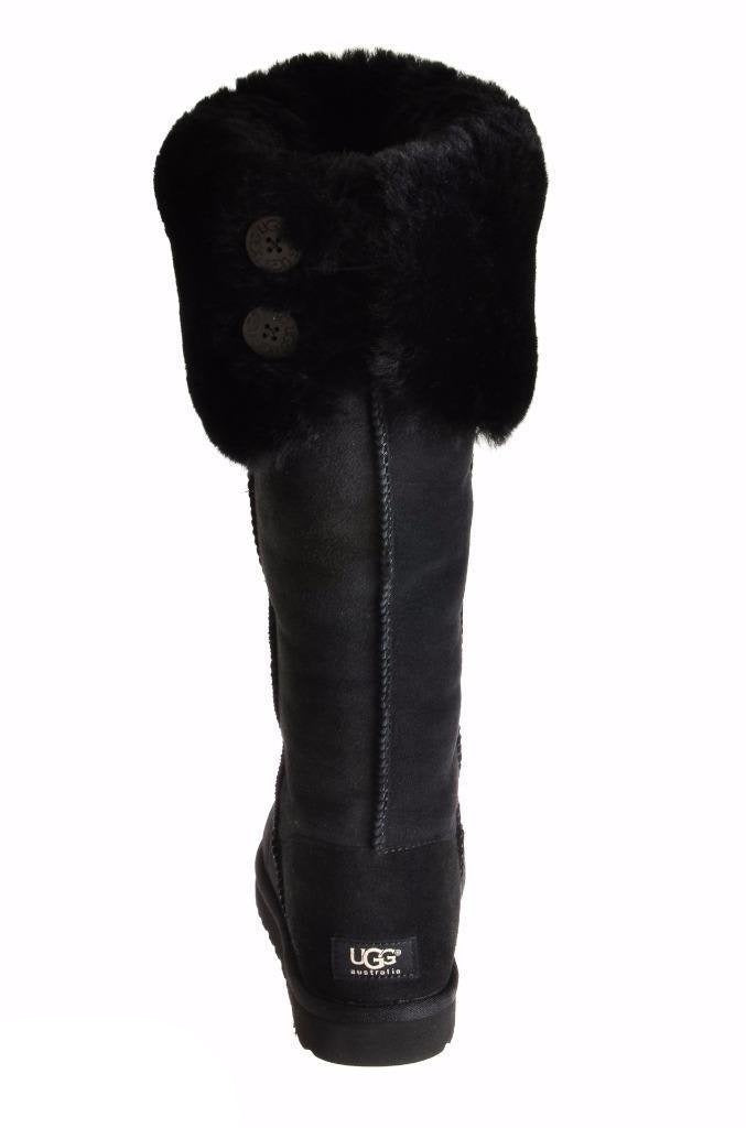 UGG Over The Knee Bailey Button Black Boots - Women's