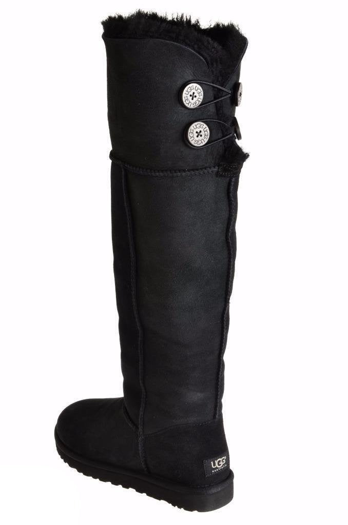 UGG Over The Knee Bailey Button Black Boots - Women's