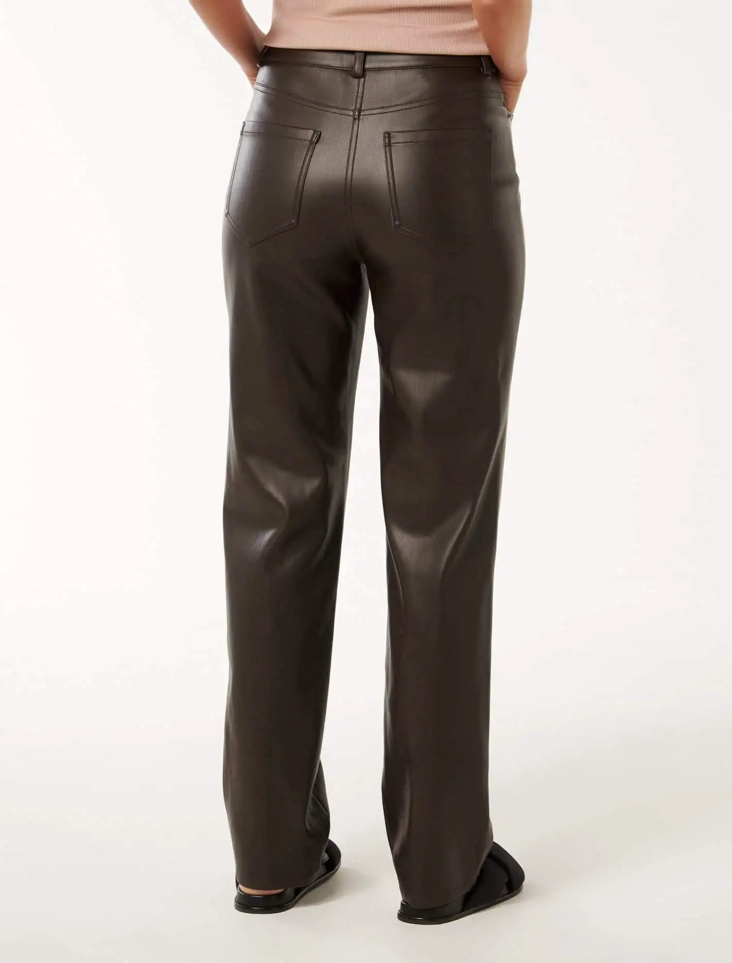 Una Vegan Leather Straight Leg Pants