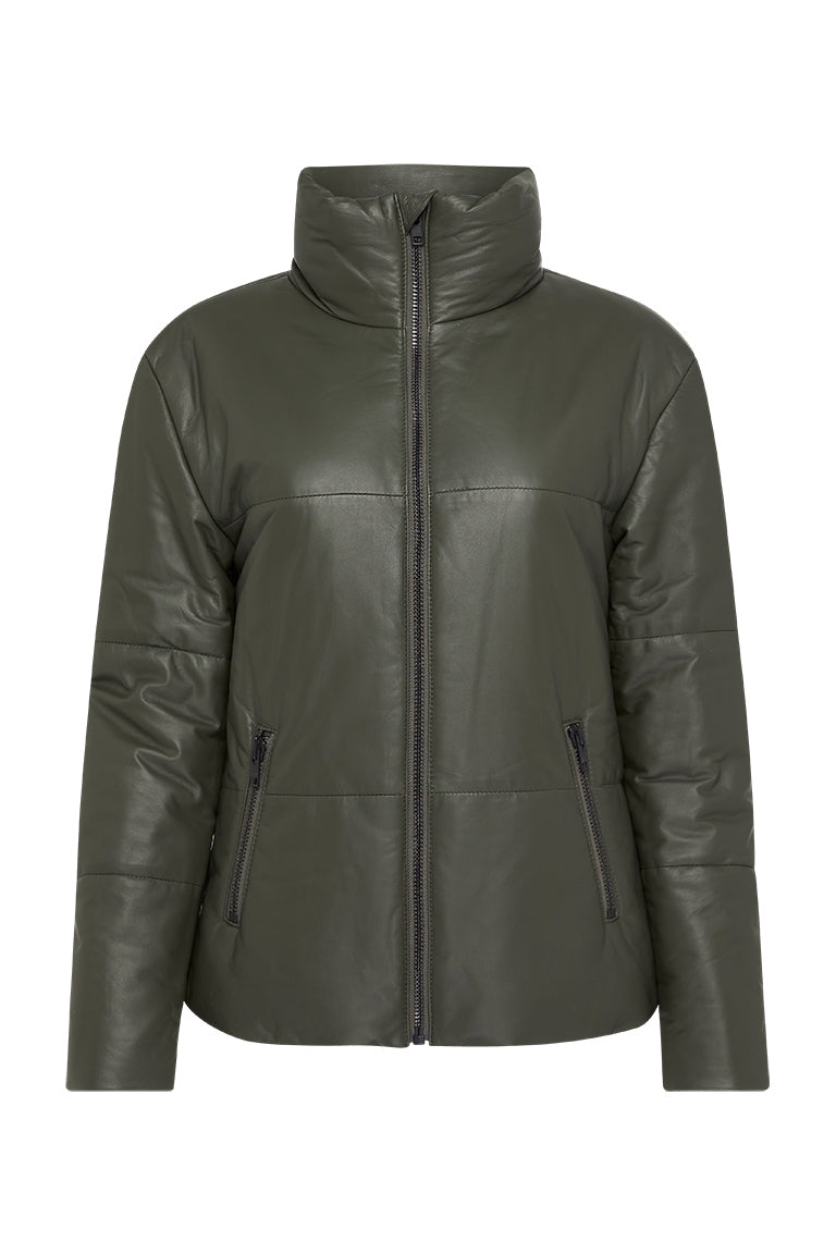 Uptown Puffer Jacket Bottlebush Green Leather