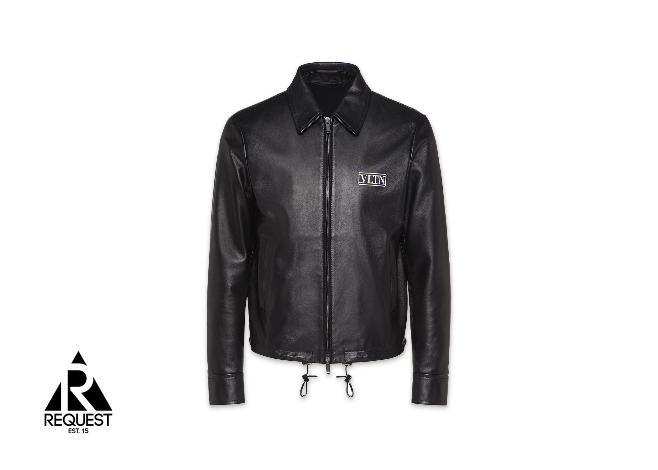 Valentino Garavani VLTN Logo Tag Leather Jacket Black