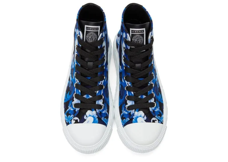 Versace Blue Baroccoflage Greca High-Top Sneakers