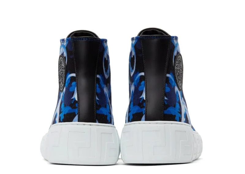 Versace Blue Baroccoflage Greca High-Top Sneakers